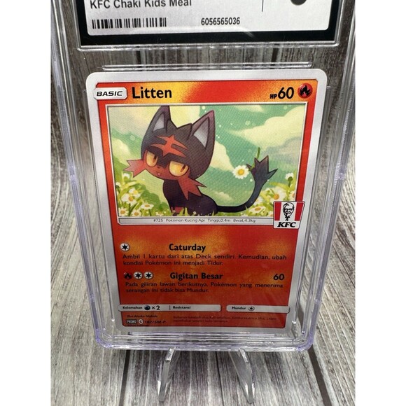 Litten Pokémon 202 Indonesian Sun & Moon Promos - 182/SM-P KFC Chaki Meal CGC 8 - Picture 3 of 10